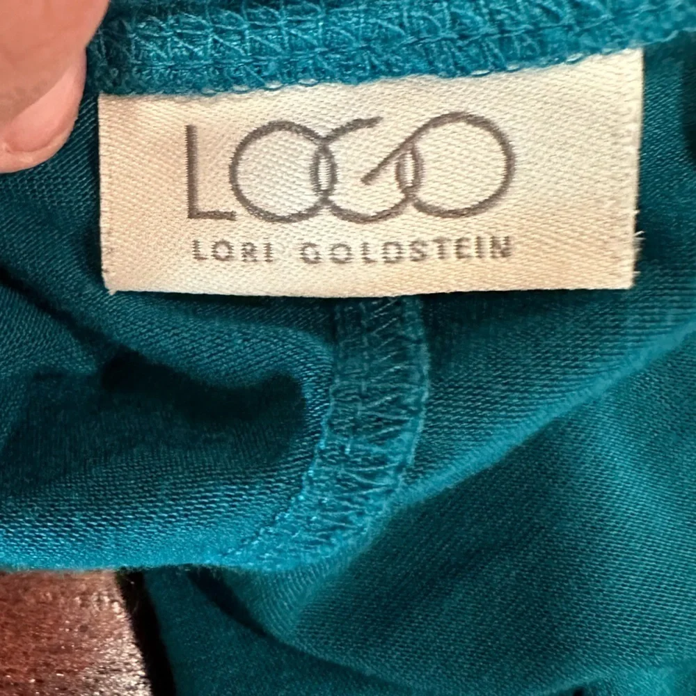 EUC LOGO By Lori Goldstein Teal Longline Chiffon Pocket Tunic Top SZ M